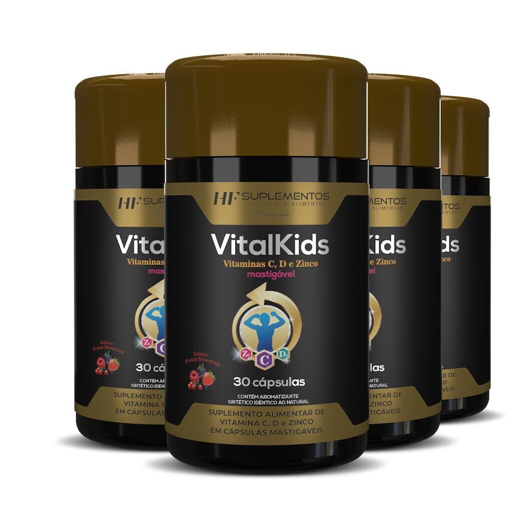 4X VITALKIDS VITAMINA C D ZINCO 30CAPS MASTIGAVEL HF