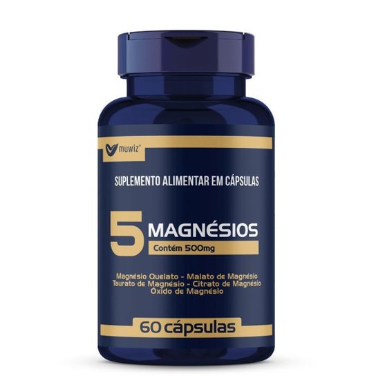 5 Magnésios - Mag Quelato, Taurato, Dimalato, Citrato, Óxido de Magnésio 60 cápsulas 500mg Muwiz Menor preço em 5 Magnésios - Mag Quelato, Taurato, Dimalato, Citrato, Óxido de Magnésio 60 cápsulas 500mg Muwiz
