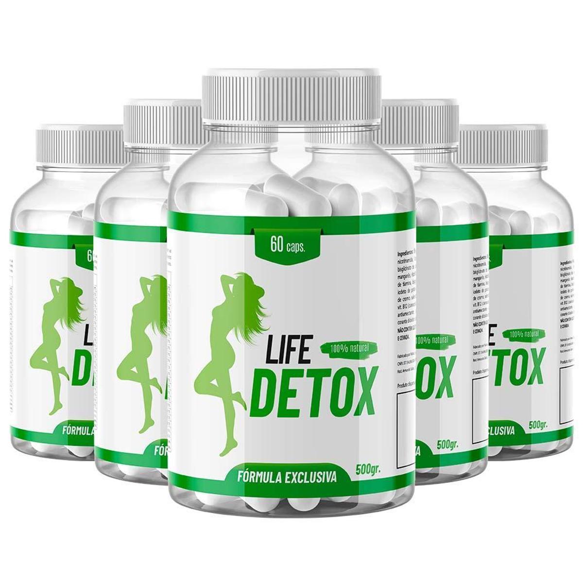 5 Potes - Life Detox Suplemento Alimentar - 60 Caps - Verde | Netshoes