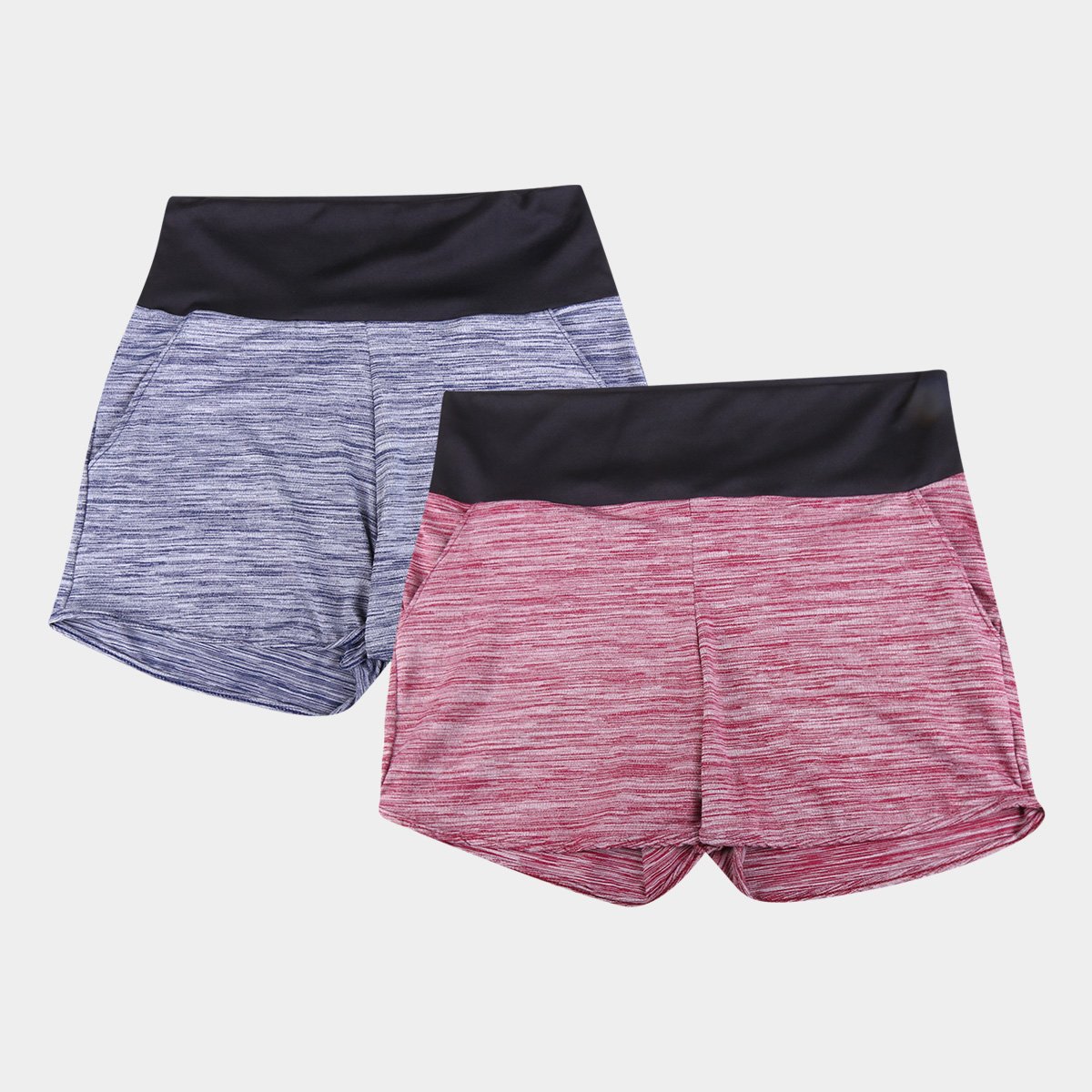 Kit Shorts Energia Natural Cós Alto Feminino C/ 2 Peças