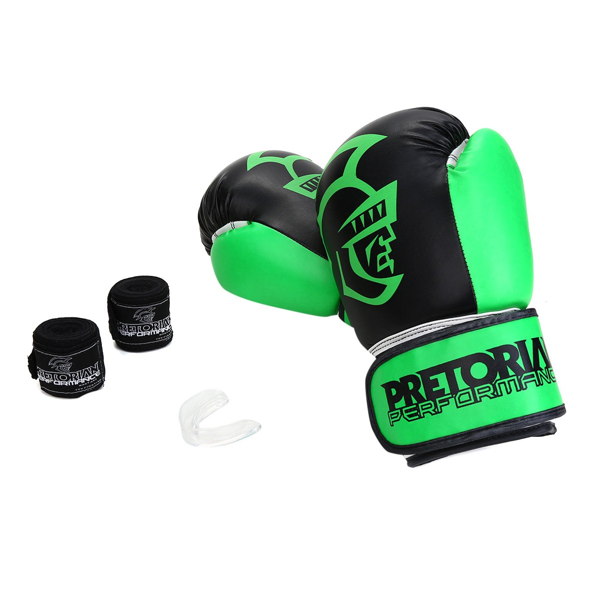 Kit Luva de Boxe/Muay Thai Pretorian Performance 12 OZ + Bandagem + Protetor Bucal