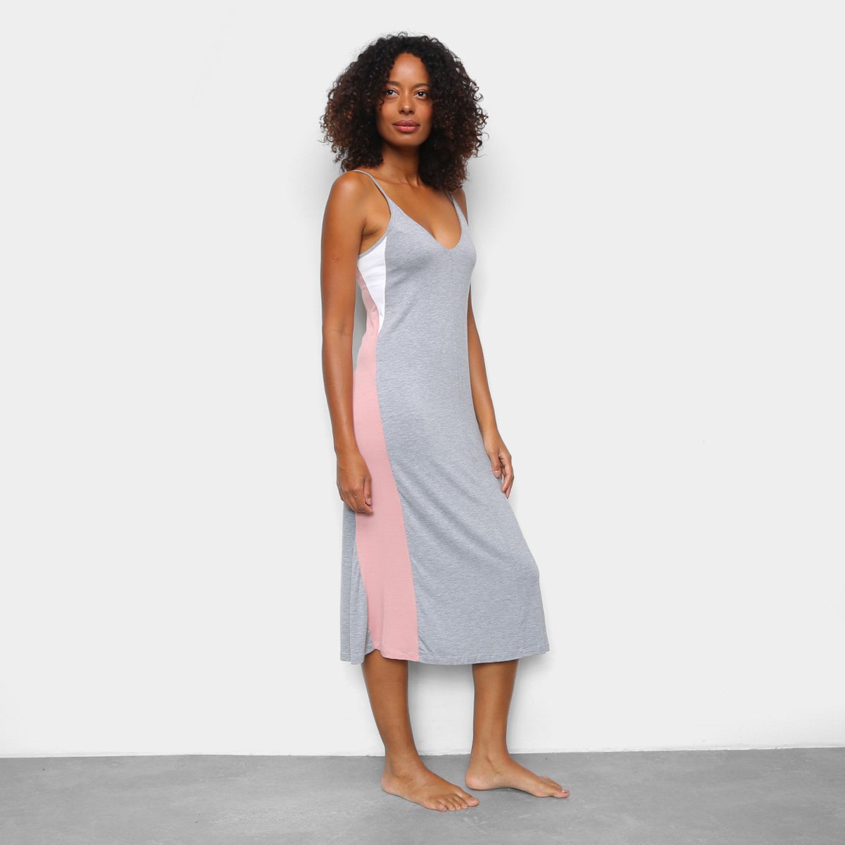 Camisola Cor Com Amor Dress Midi Alça
