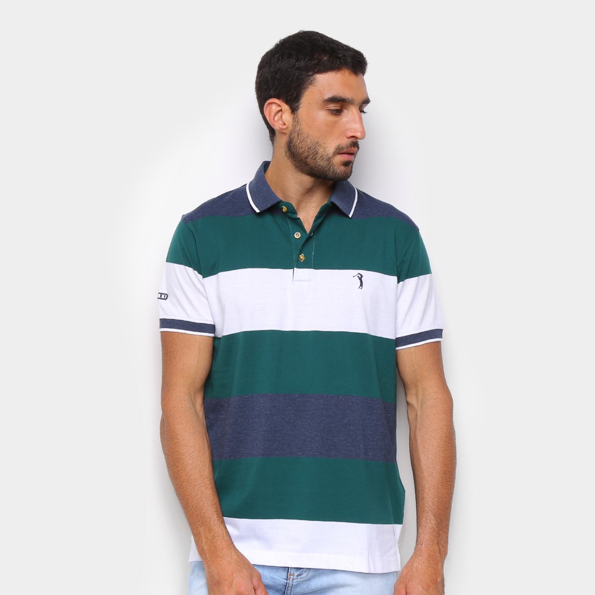 Camisa Polo Aleatory Listras Color Masculina
