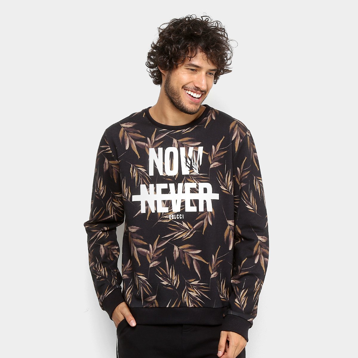 Moletom Colcci Now Never Folhagens Masculino