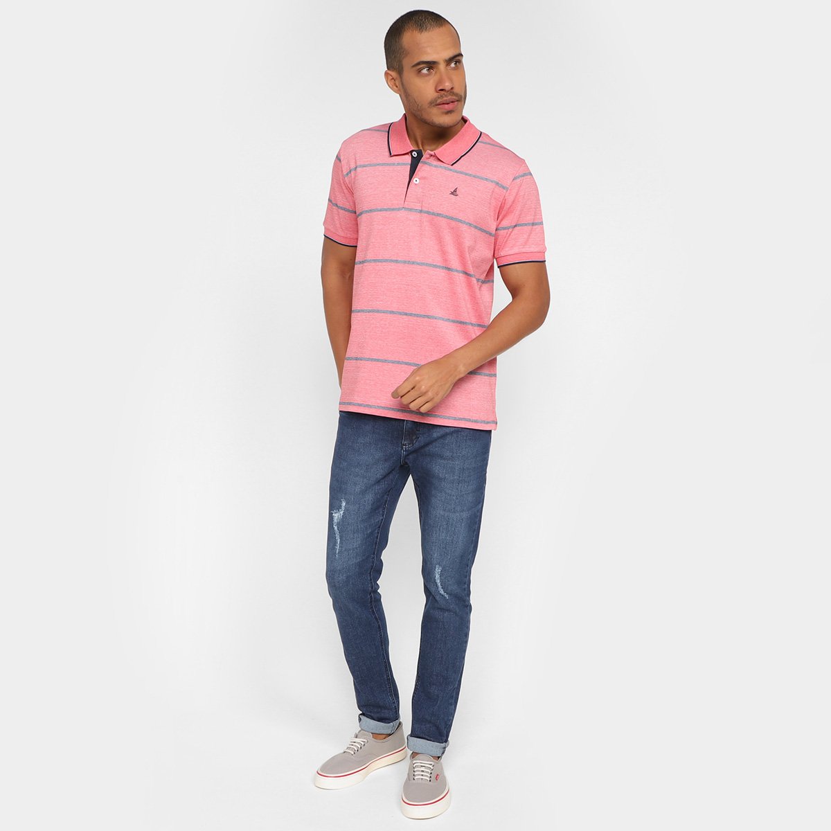Camisa Polo Lucky Sailing Listrada Masculina - Tam: P - 3