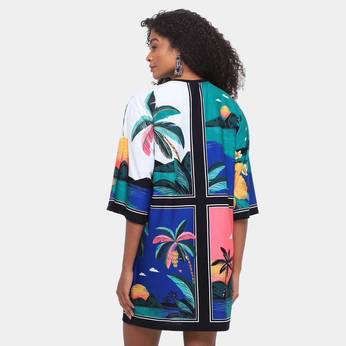 Vestido Farm T-Shirt Big Oasis Lenco - Tam: M - 1