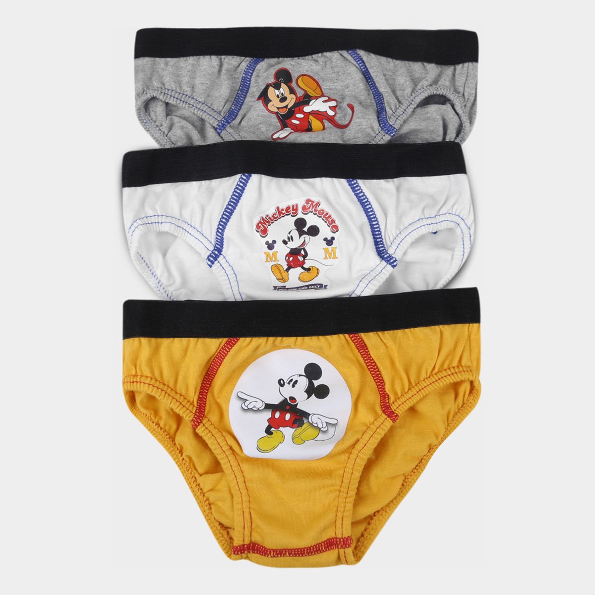 Kit Cueca Infantil Lupo Slip Mickey Disney C/ 3 Peças