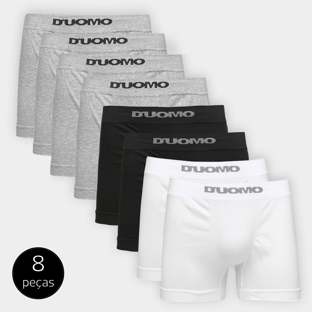 Kit Cueca Boxer Duomo Sem Costura 8 Peças
