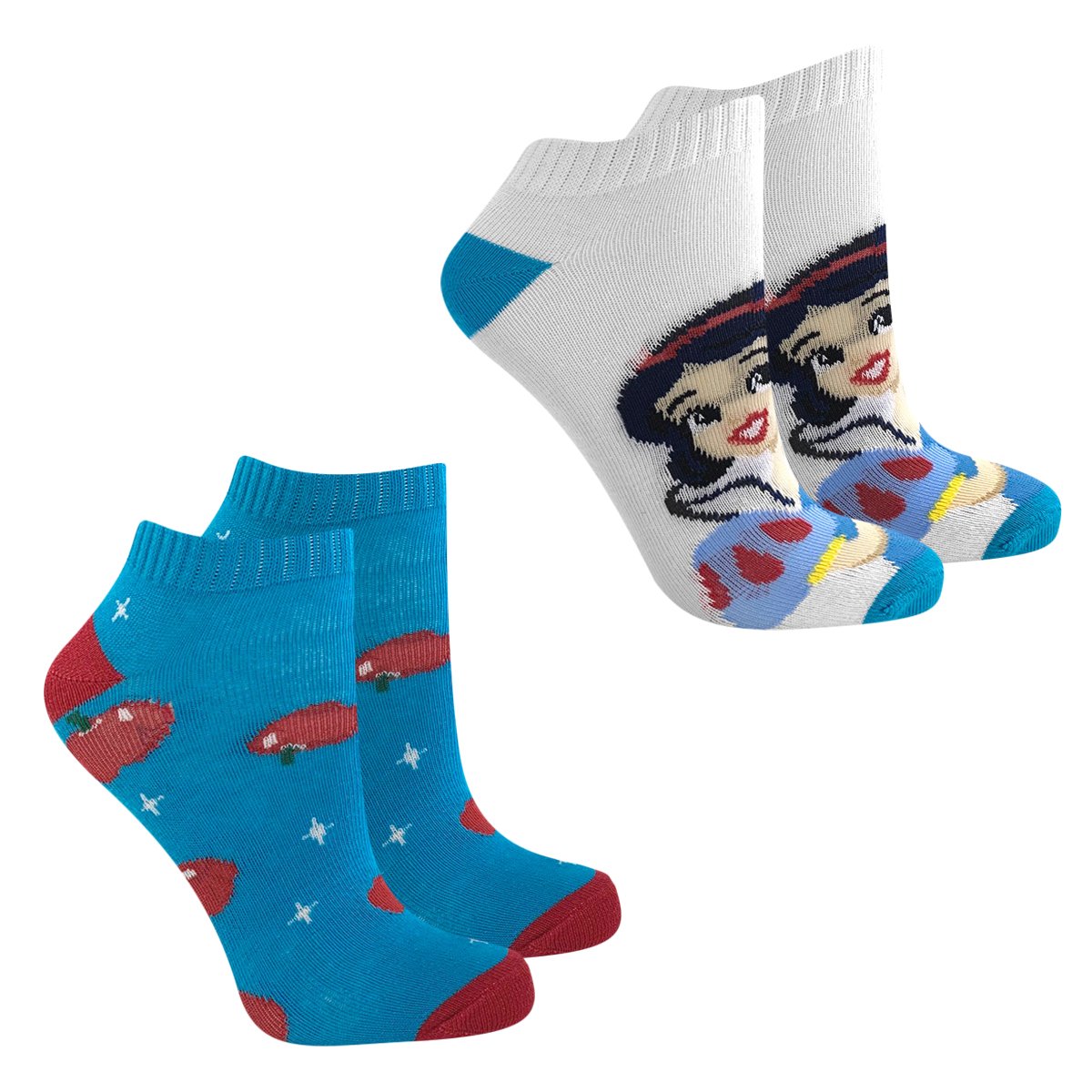Kit Meia Infantil Disney Branca de Neve Cano Curto 2 Pares Feminino