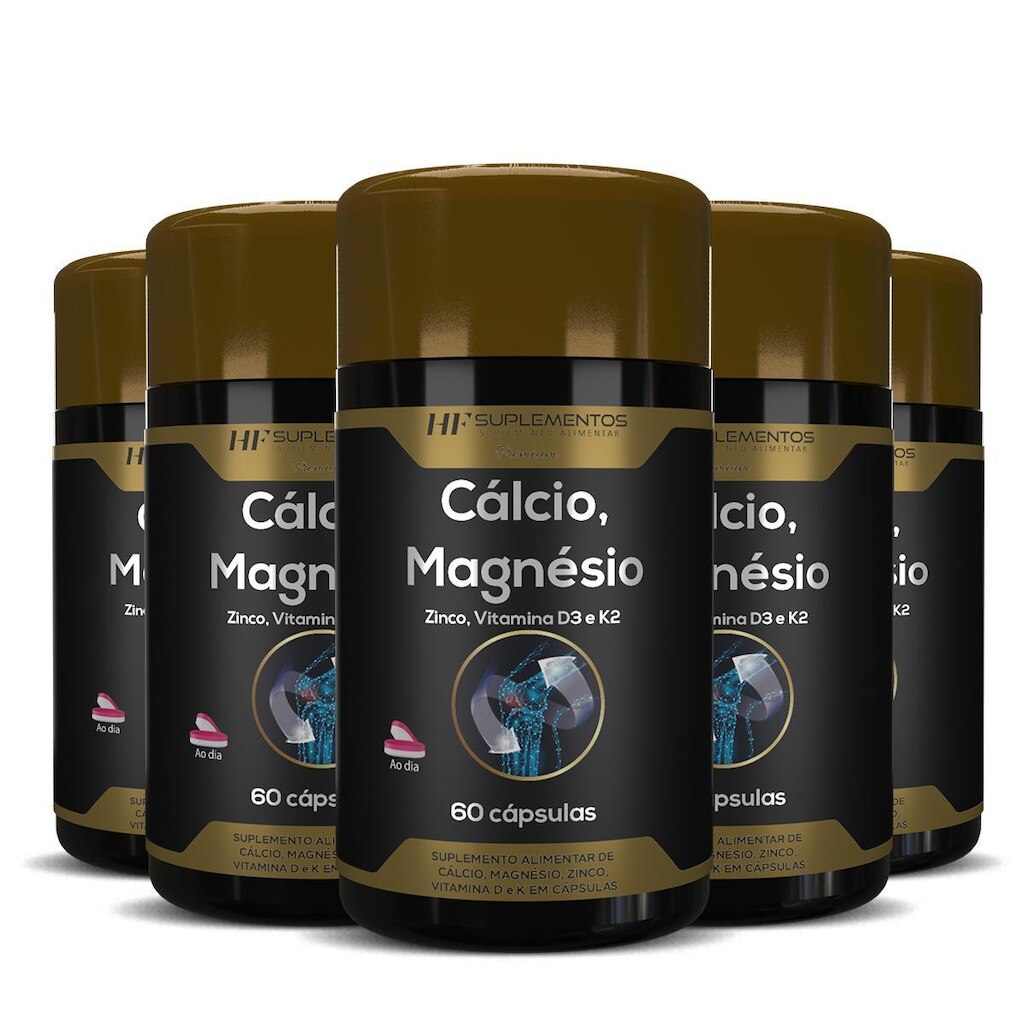 5X CALCIO MAGNESIO ZINCO VIT D3 K2 60CAPS HF SUPLEMENTOS