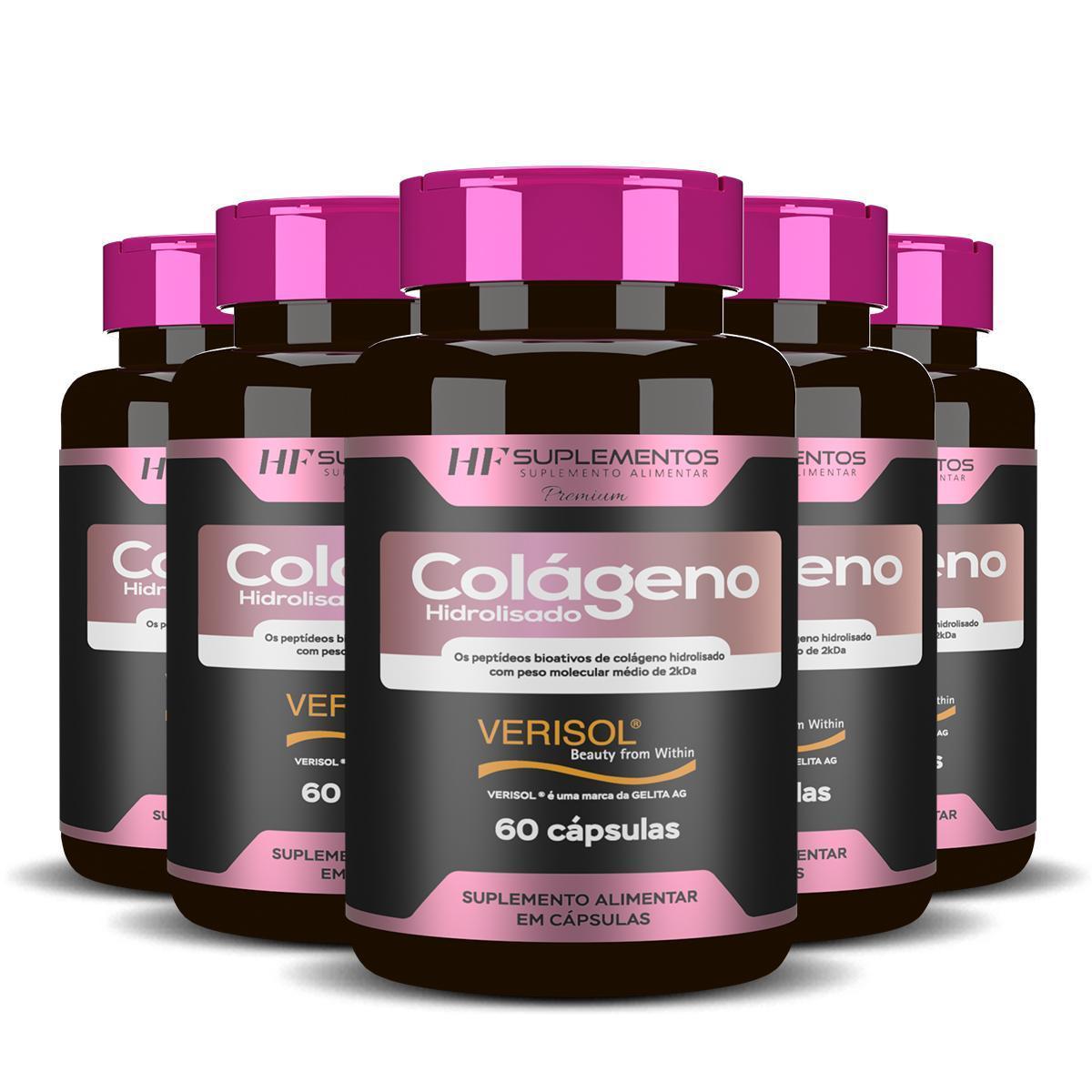 Kit 5x Colágeno Verisol Calcio HF 60 Cápsulas