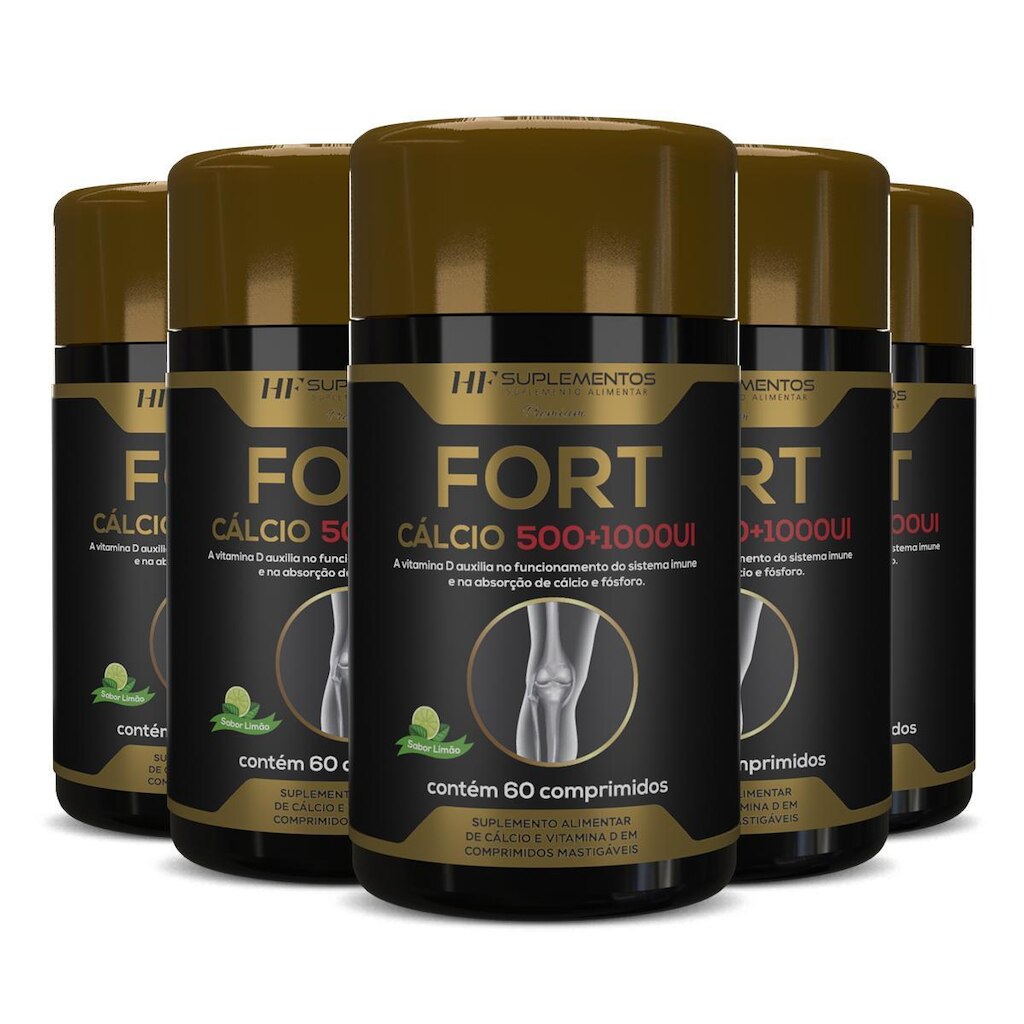 5X FORT CALCIO 500+1000UI HF SUPLEMENTOS PREMIUM 60 COMPS