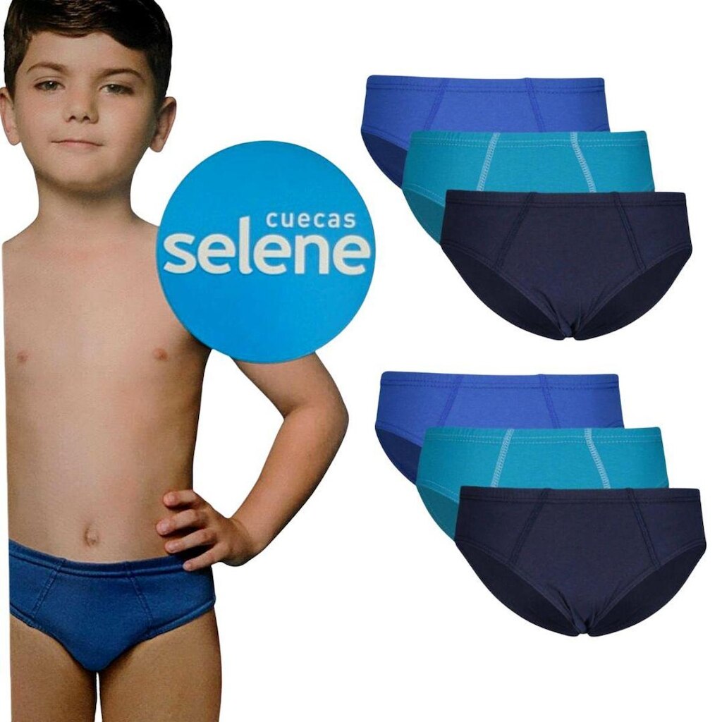 6 Cuecas Slip Infantil Algodão Selene Ref 11950