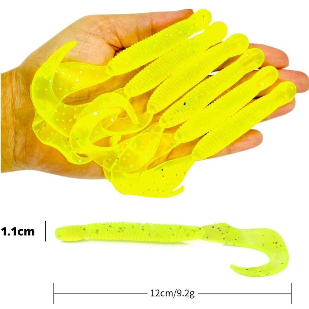 6 Iscas Artificiais Soft Grub Shad 12cm 9.2gr Verde Lima