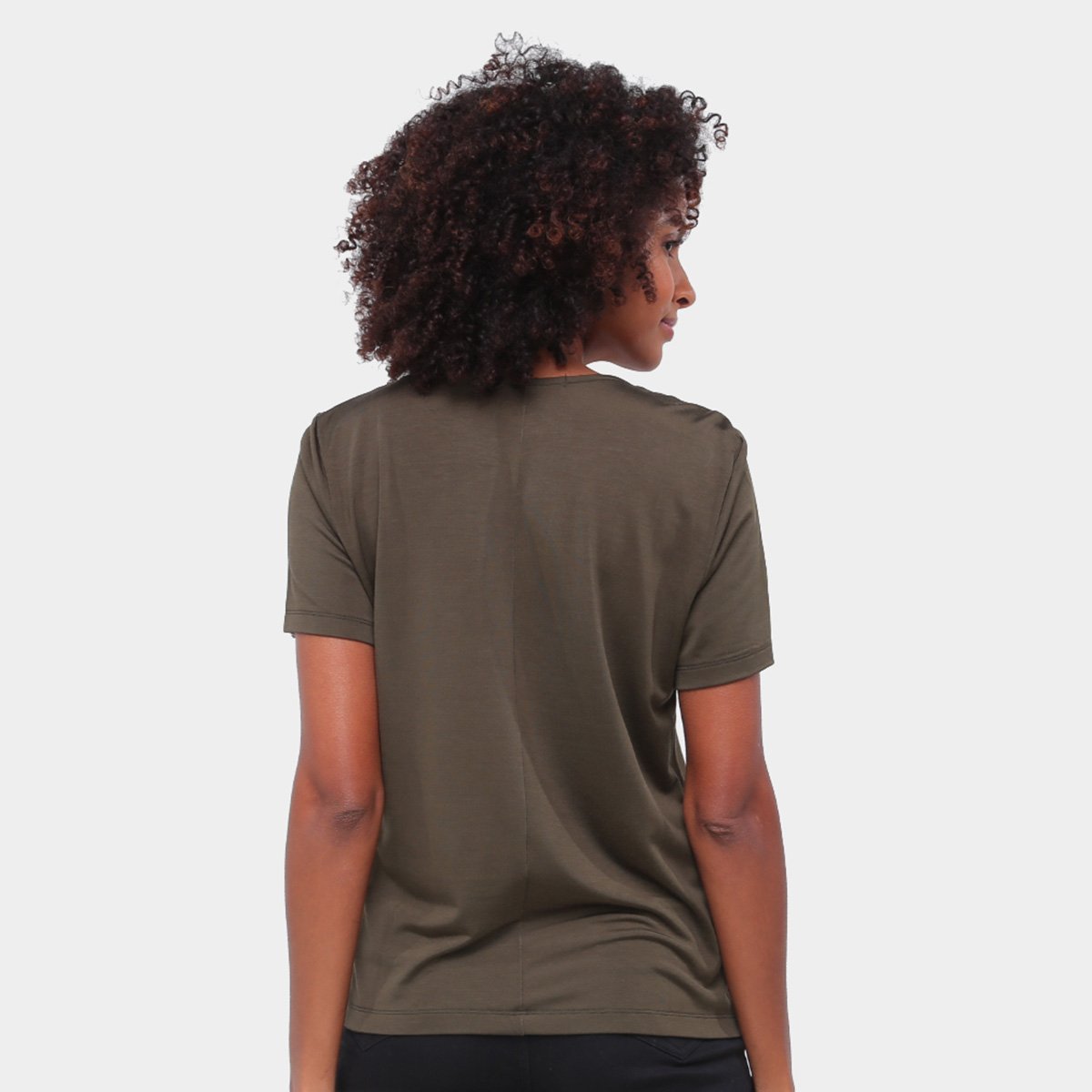 Blusa Mob Tshirt Decote Retilínea Lisa Feminina - Tam: P - 1