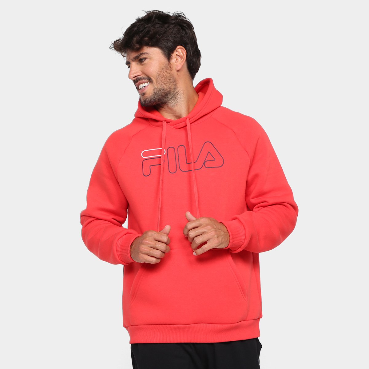 Moletom Fila Letter Outline c/ Capuz Masculino