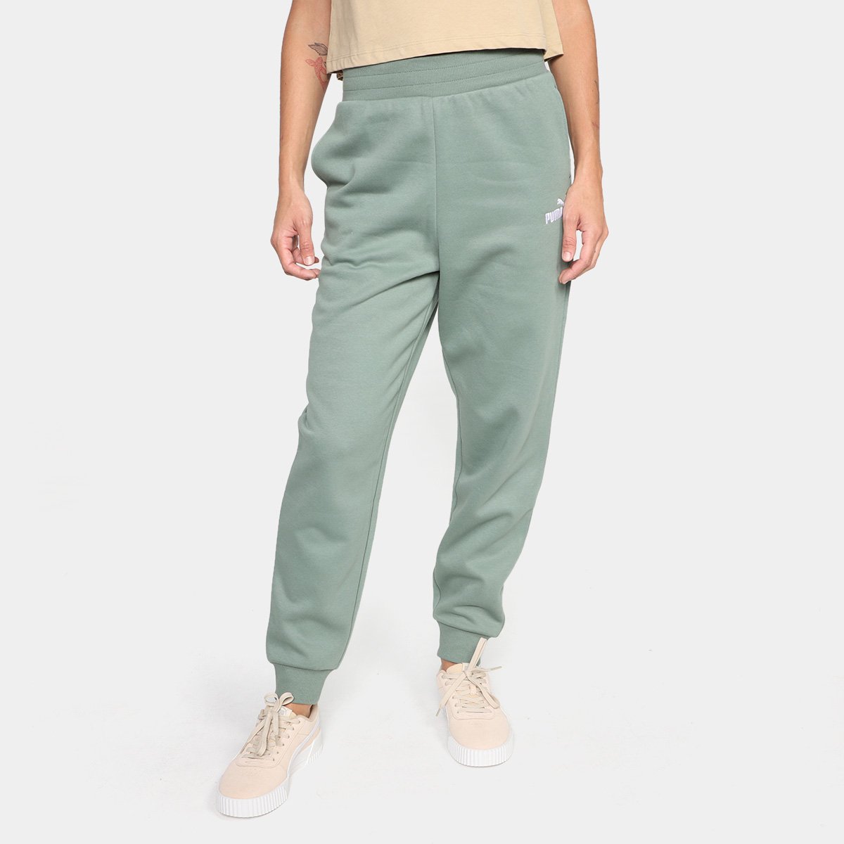 Calça Puma Ess+ Embroidery Cintura Alta Feminina