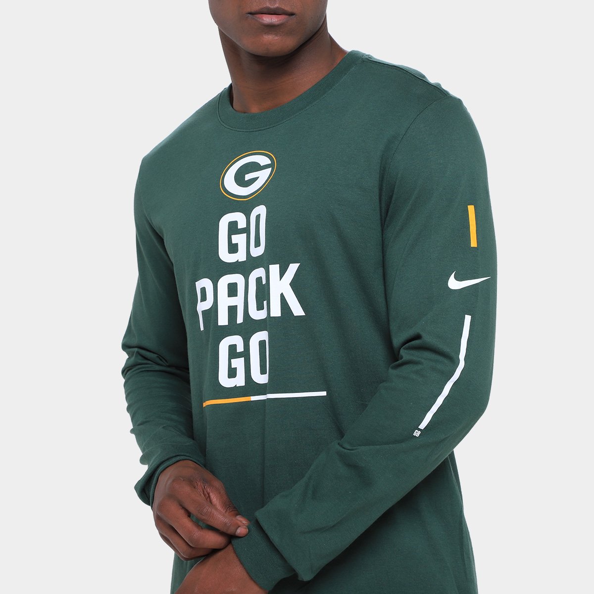 Camiseta Nike NFL Green Bay Packers Team Slogan Manga Longa Masculina - Tam: P - 2