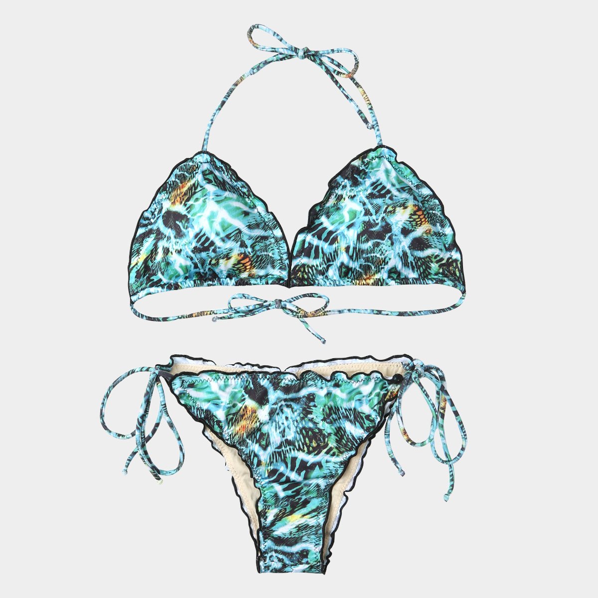 Conjunto de Biquíni de Amarrar Hang Loose Top Cortininha com Bojo