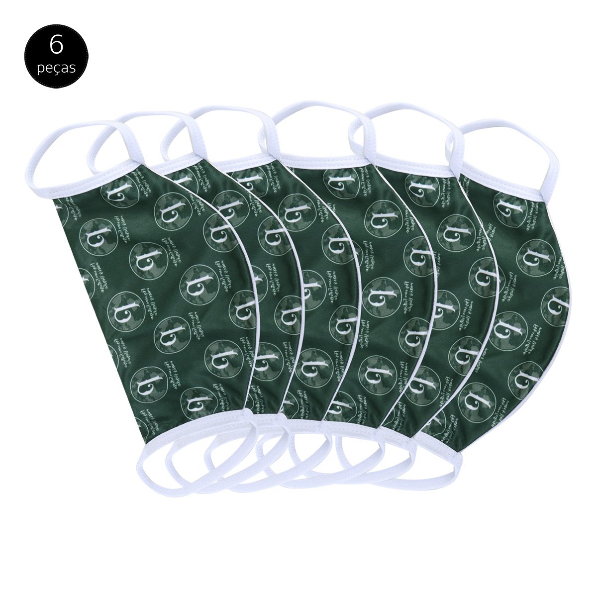 Kit de Máscaras de Proteção Palmeiras Futuro Mais Verde Laváveis - 6 Unid