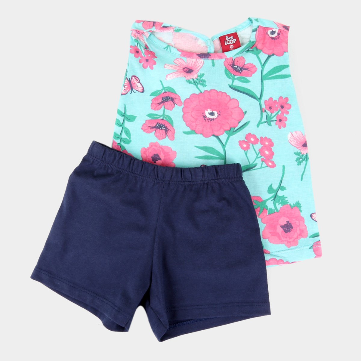 Conjunto Bebê Bee Loop Regata Floral Feminino