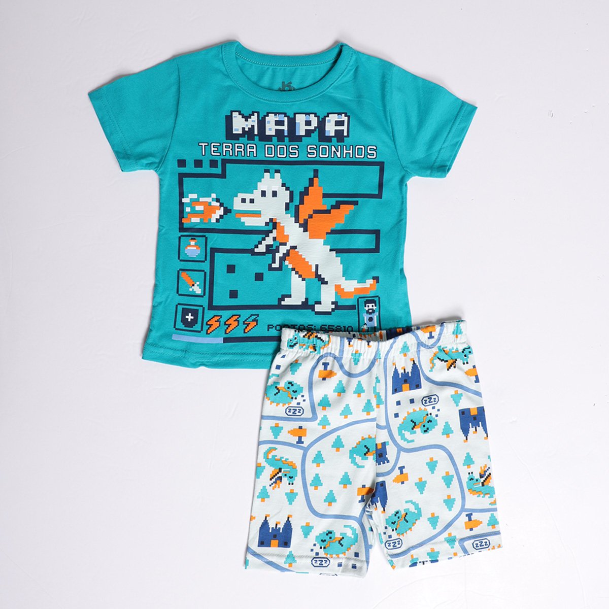 Pijama Brandili Bebê Camiseta + Shorts Dragão Masculino