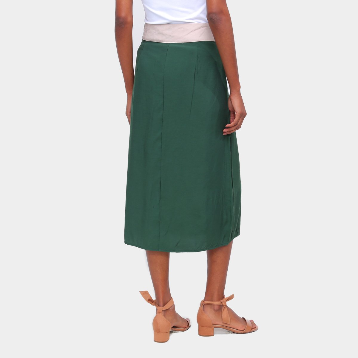 Saia Road Mel Midi Bicolor Detalhe Botões - Tam: P - 1