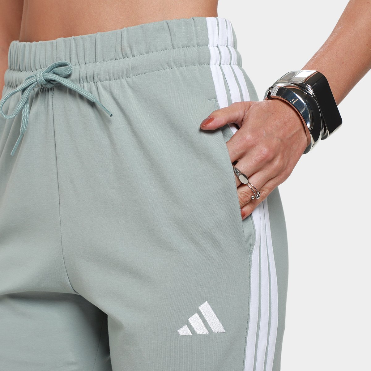 Calça Adidas Single Jersey 3 Listras Feminina - Tam: GG - 2