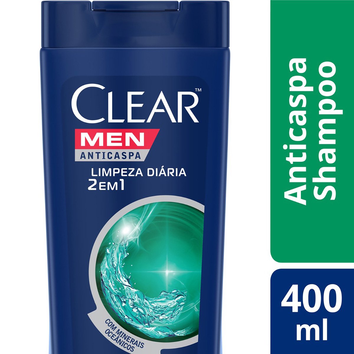 Shampoo Anticaspa Clear Men Limpeza Diária 2 em 1 400ml