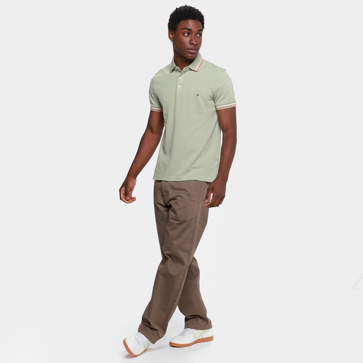 Camisa Polo Tommy Hilfiger Tipped Slim Fit Masculina - Tam: P - 5