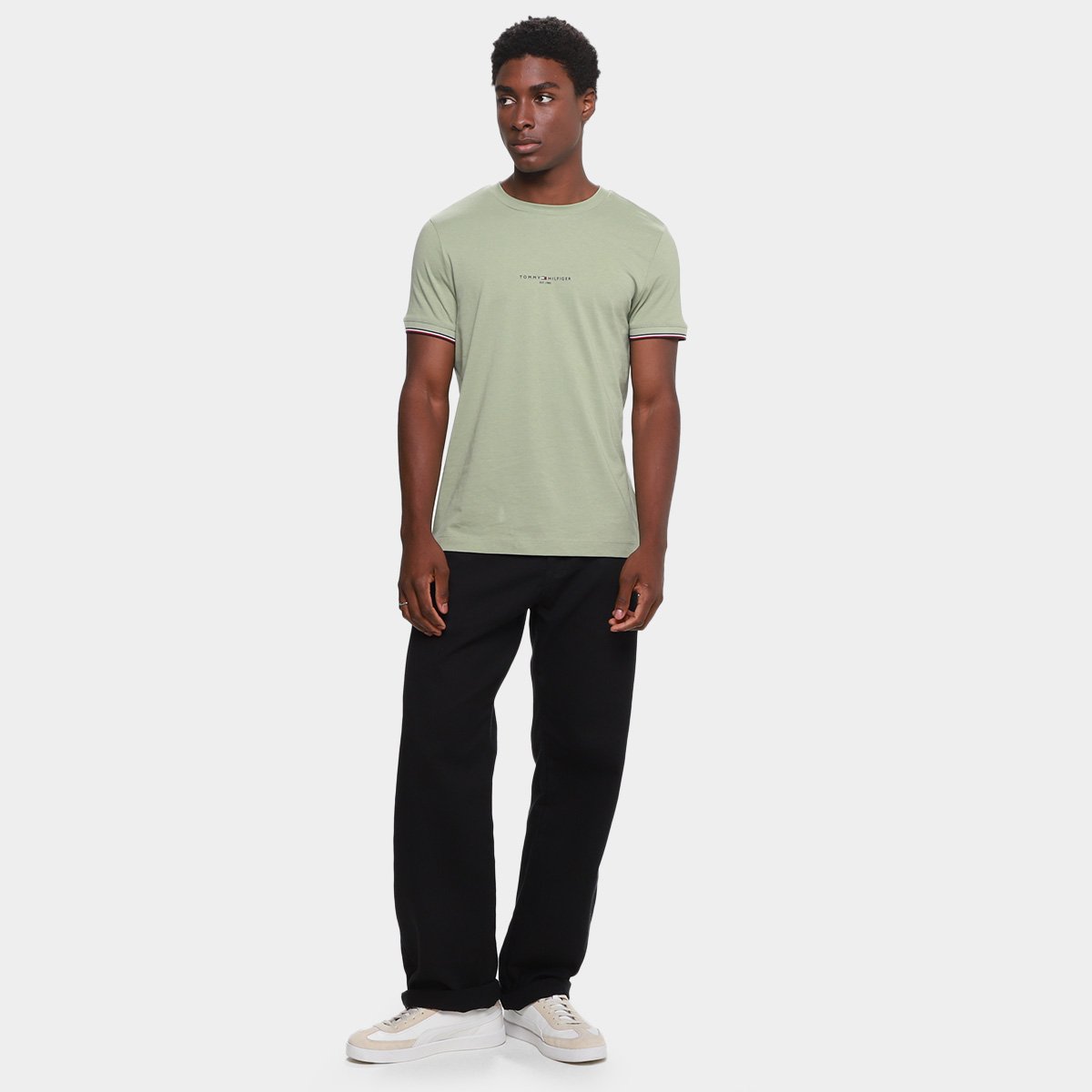 Camiseta Tommy Hilfiger Tipped Masculina - Tam: P - 5
