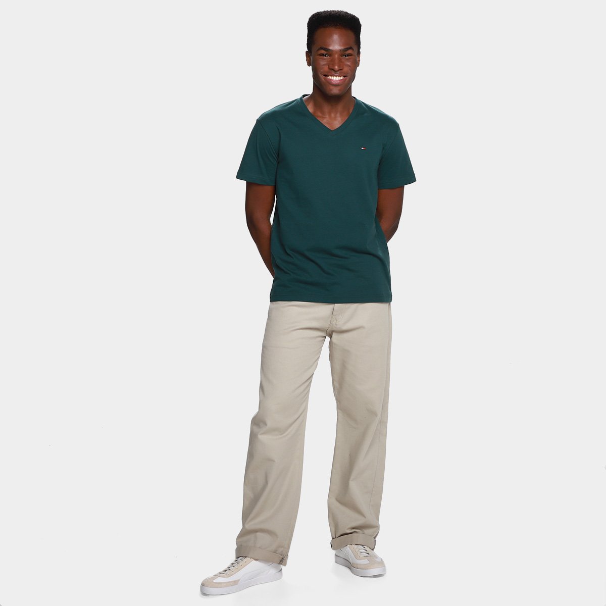 Camiseta Tommy Hilfige Essential V-NECK Pocket Masculina - Tam: P - 3