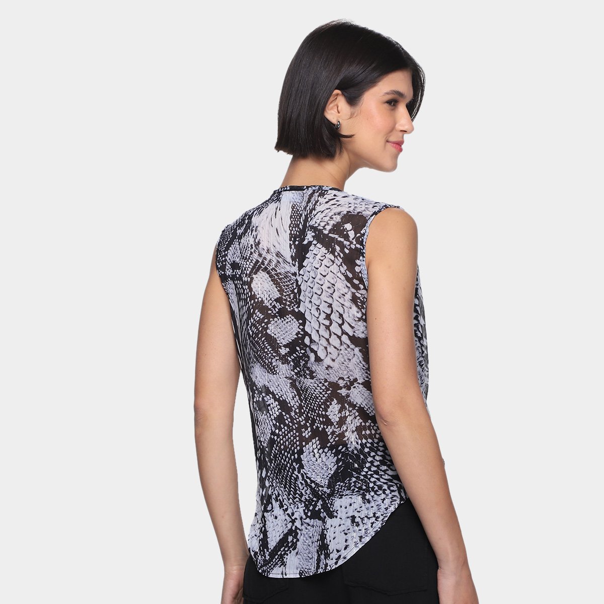 Regata Dom Fashion Recorte e Amarração Estampada Feminina - Tam: P - 1