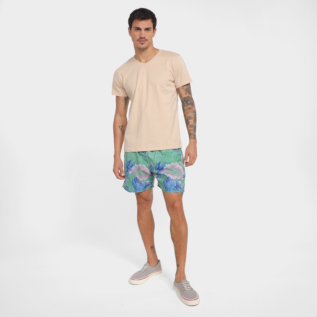 Short Taco Estampado Folhas Masculino - Tam: P - 1