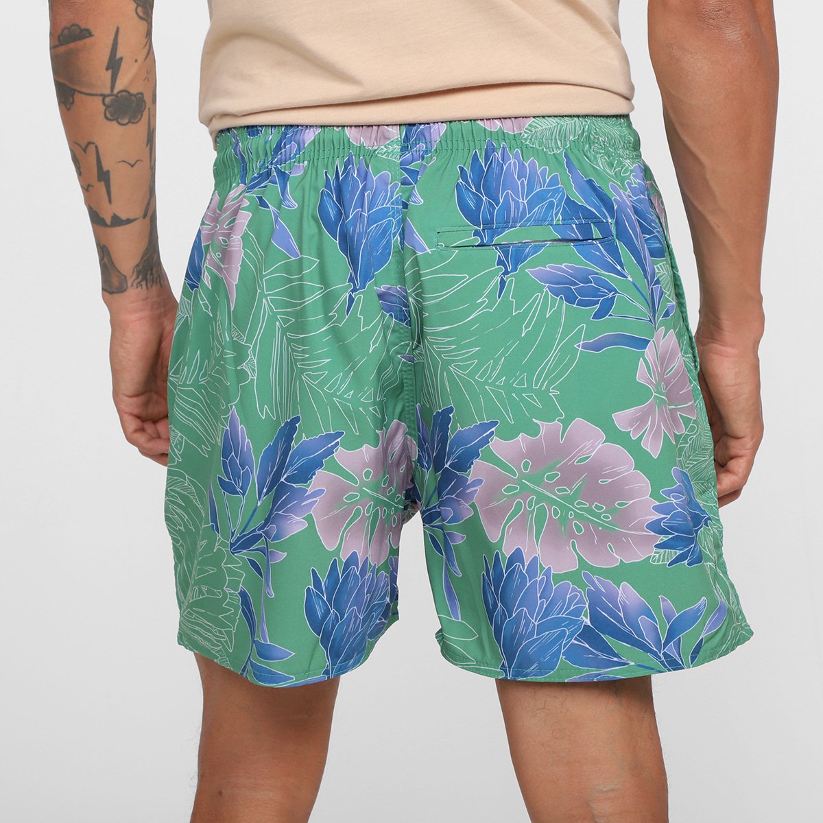 Short Taco Estampado Folhas Masculino - Tam: P - 2