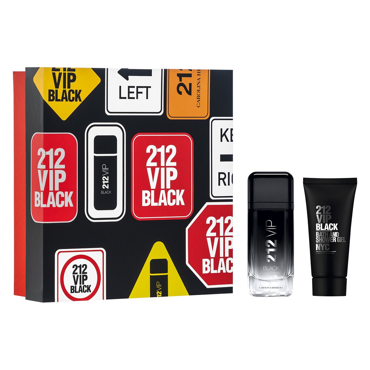 Kit Perfume Carolina Herrera 212 Vip Black Eau de Parfum Masculino 100ml + Gel de Banho 100ml