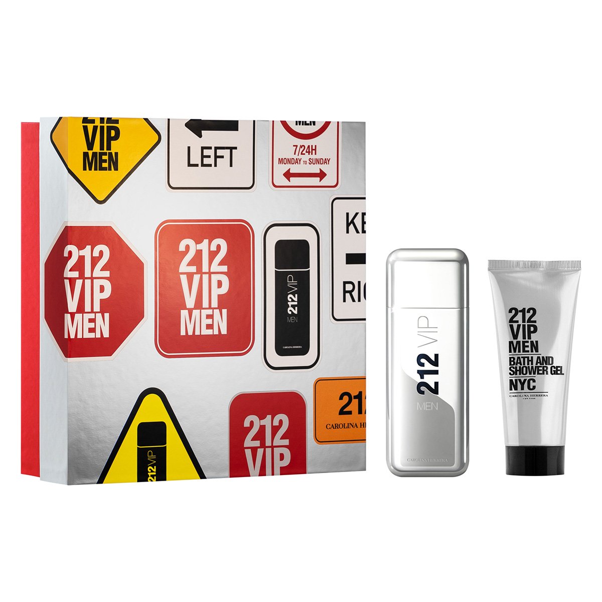 Kit Perfume Carolina Herrera 212 Vip Men Eau de Toilette Masculino 100ml + Gel de Banho 100ml