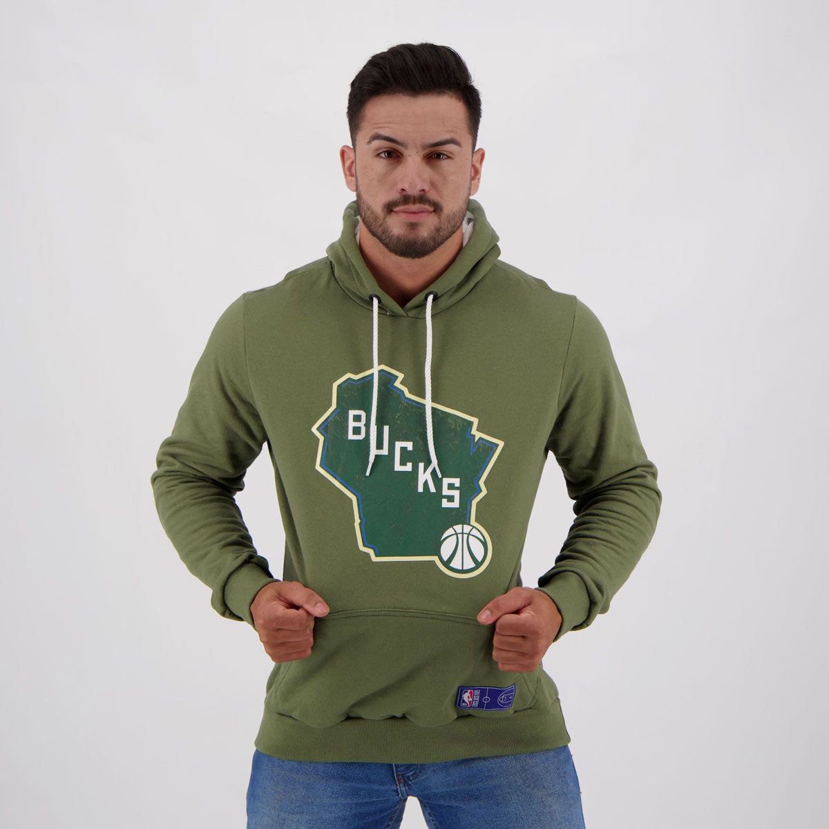 Moletom NBA Milwaukee Bucks Canguru Masculino