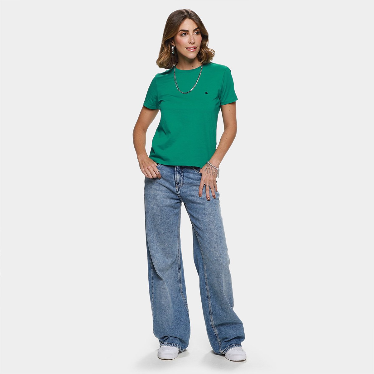 Camiseta Calvin Klein Logo Bordado Feminina - Tam: GG - 3