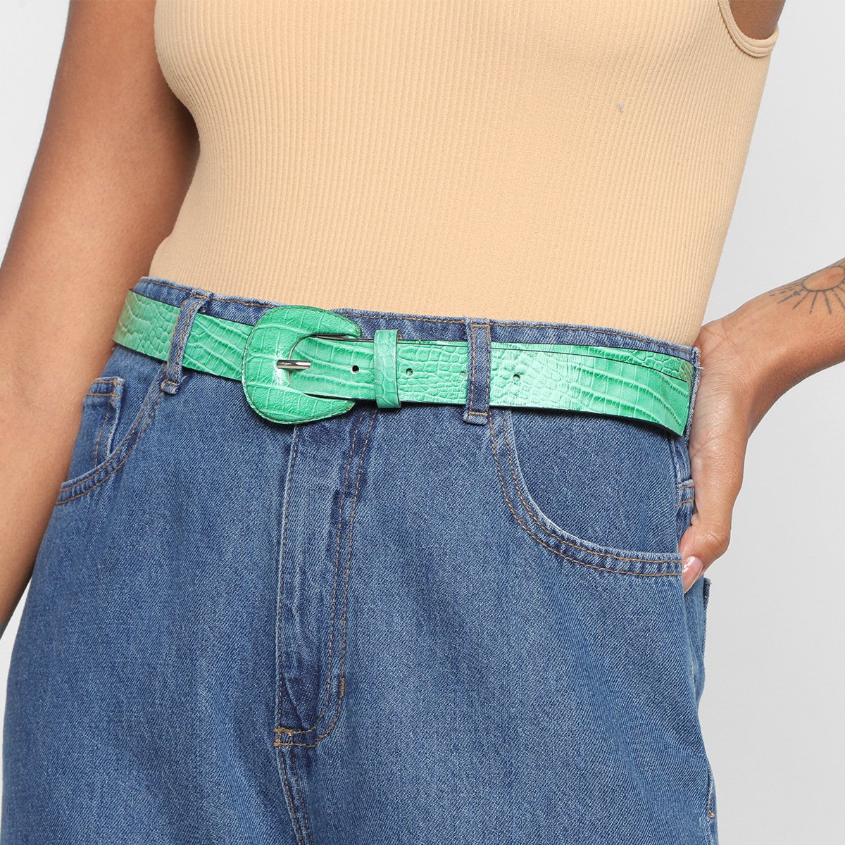 Cinto Couro Shoestock Fivela Forrada Croco Feminino - Tam: 95 - 1