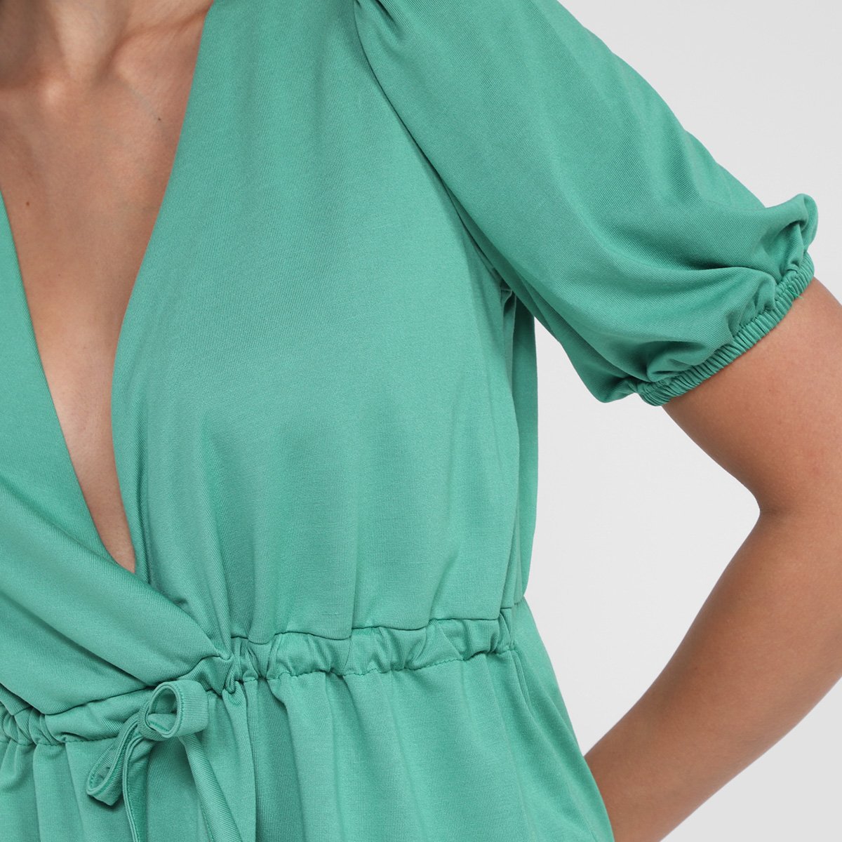 Blusa Dzarm Decote V Com Cordão Manga Elástico Feminina - Tam: M - 2