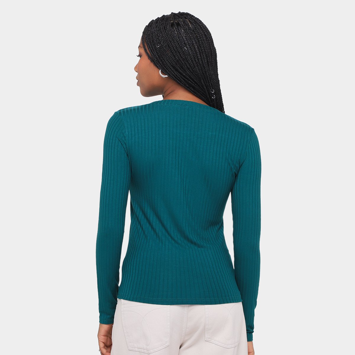 Blusa Lunender Canelada Tracy Manga Longa Feminina - Tam: P - 1