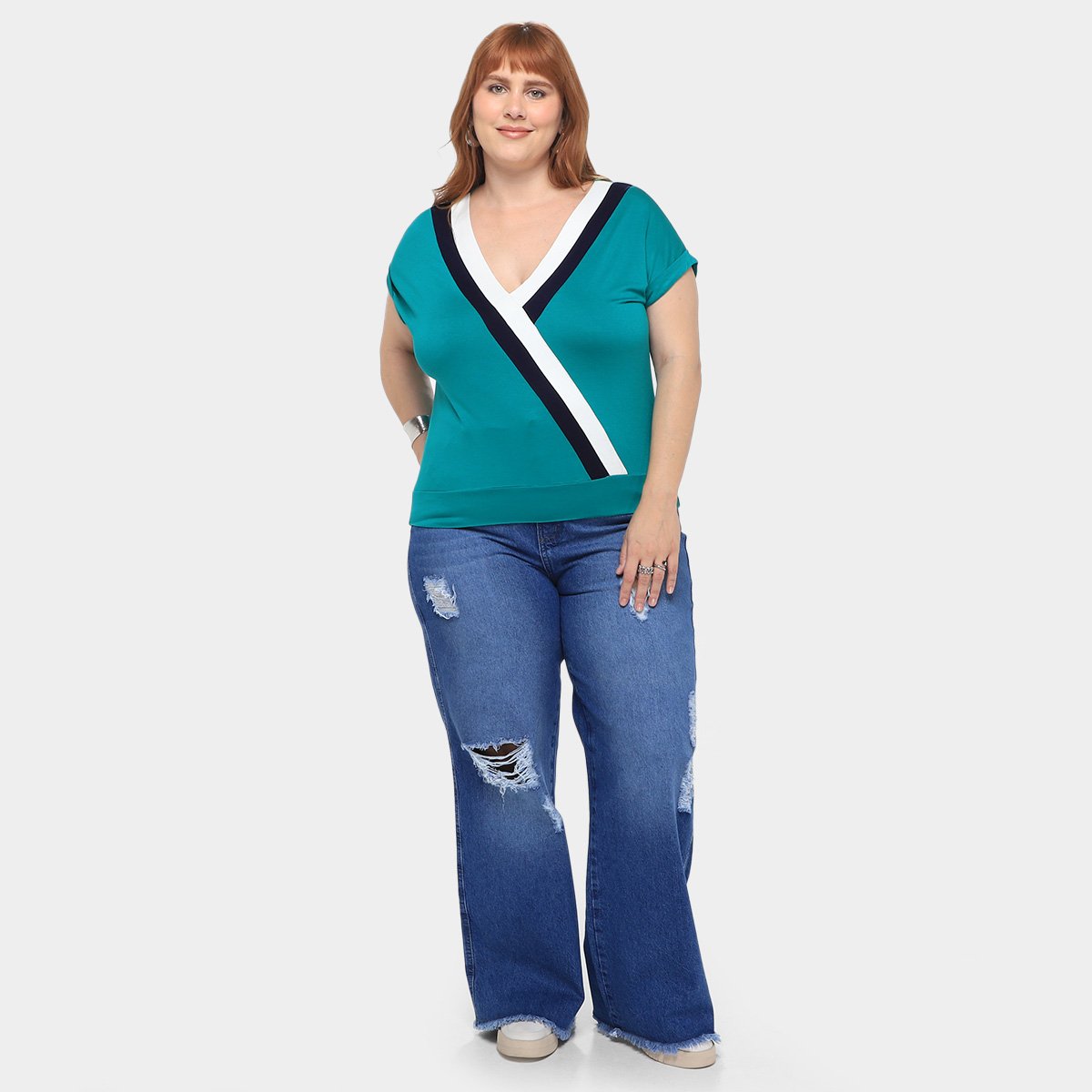 Blusa Plus Size Lunender Transpassada Feminina - Tam: M - 3