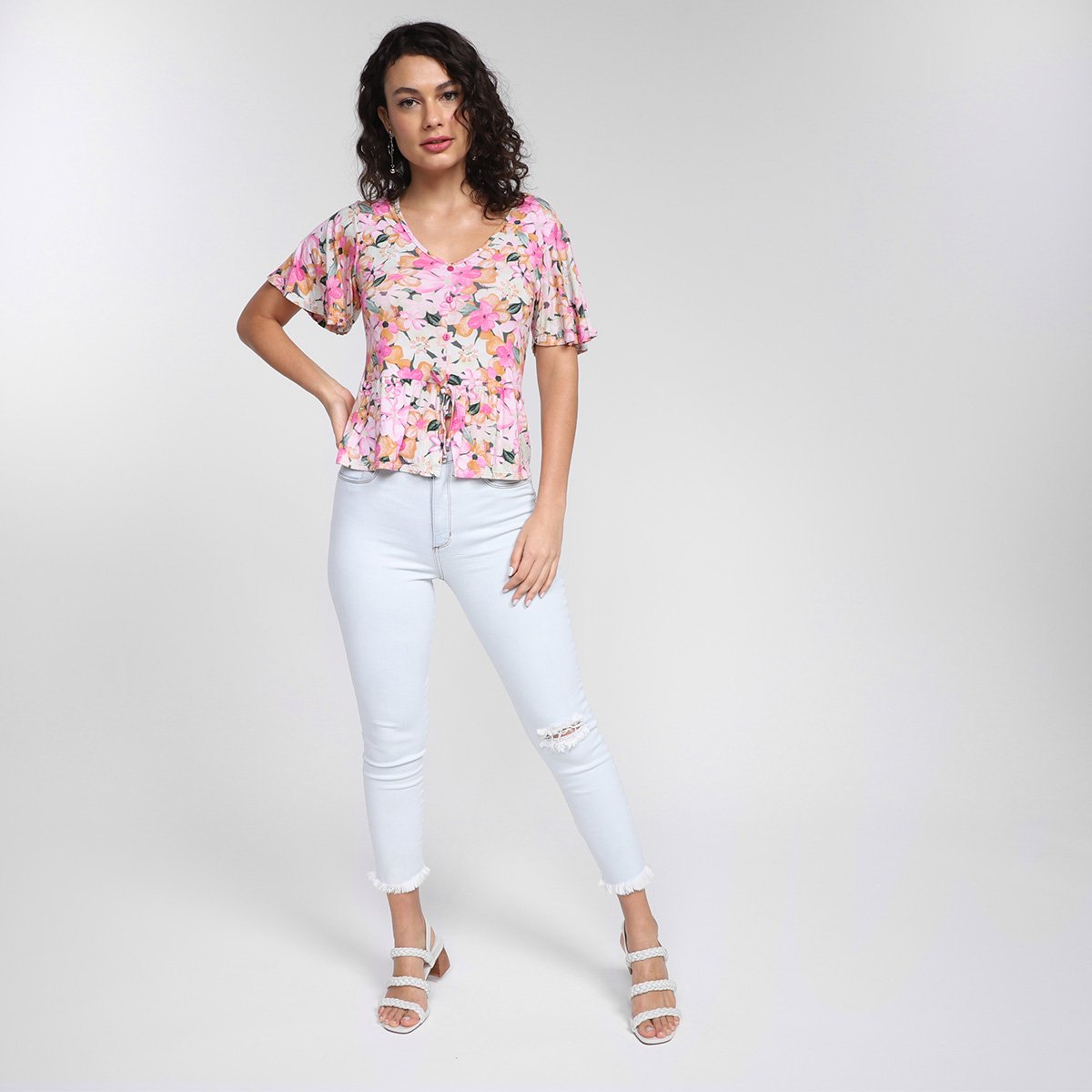 Blusa Lecimar Floral Feminina - Tam: P - 3