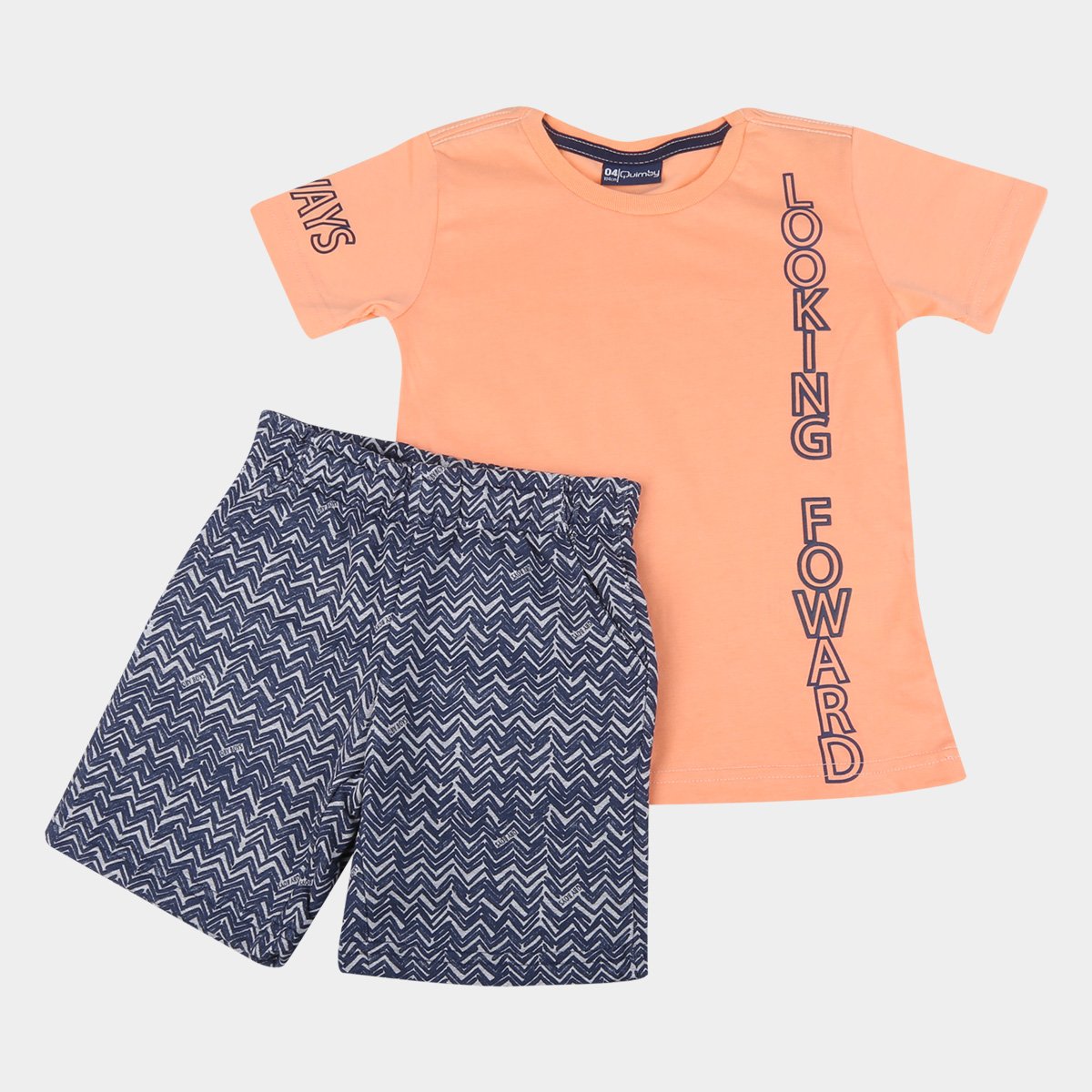 Conjunto Infantil Quimby Camiseta Neon E Bermuda Moletinho Masculino