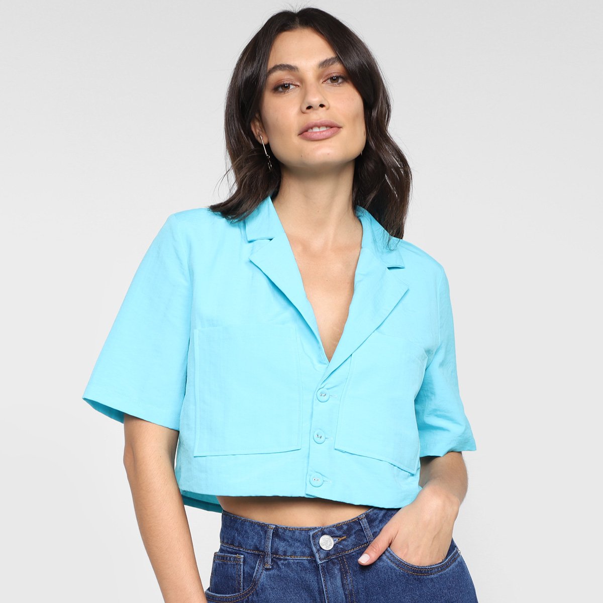 Camisa My Favorite Things Cropped Bolsos Feminina