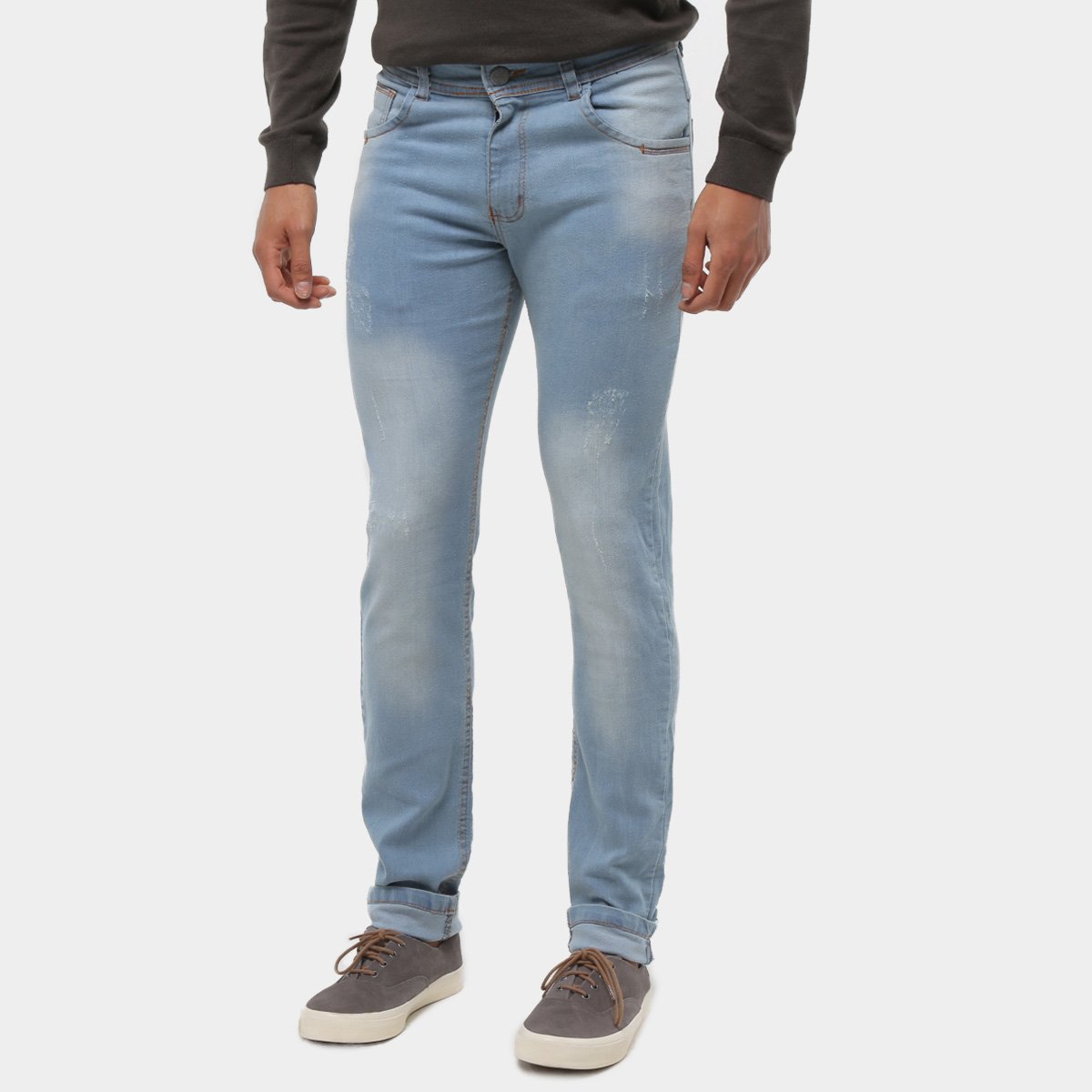 Calça Jeans Skinny Grifle Estonada Masculina