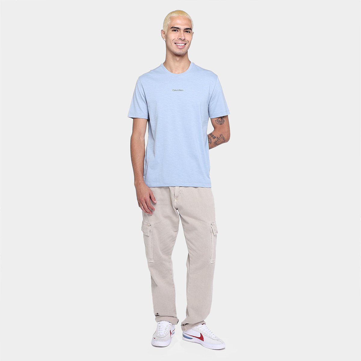 Camiseta Calvin Klein Casual Flamê Masculina - Tam: GG - 3