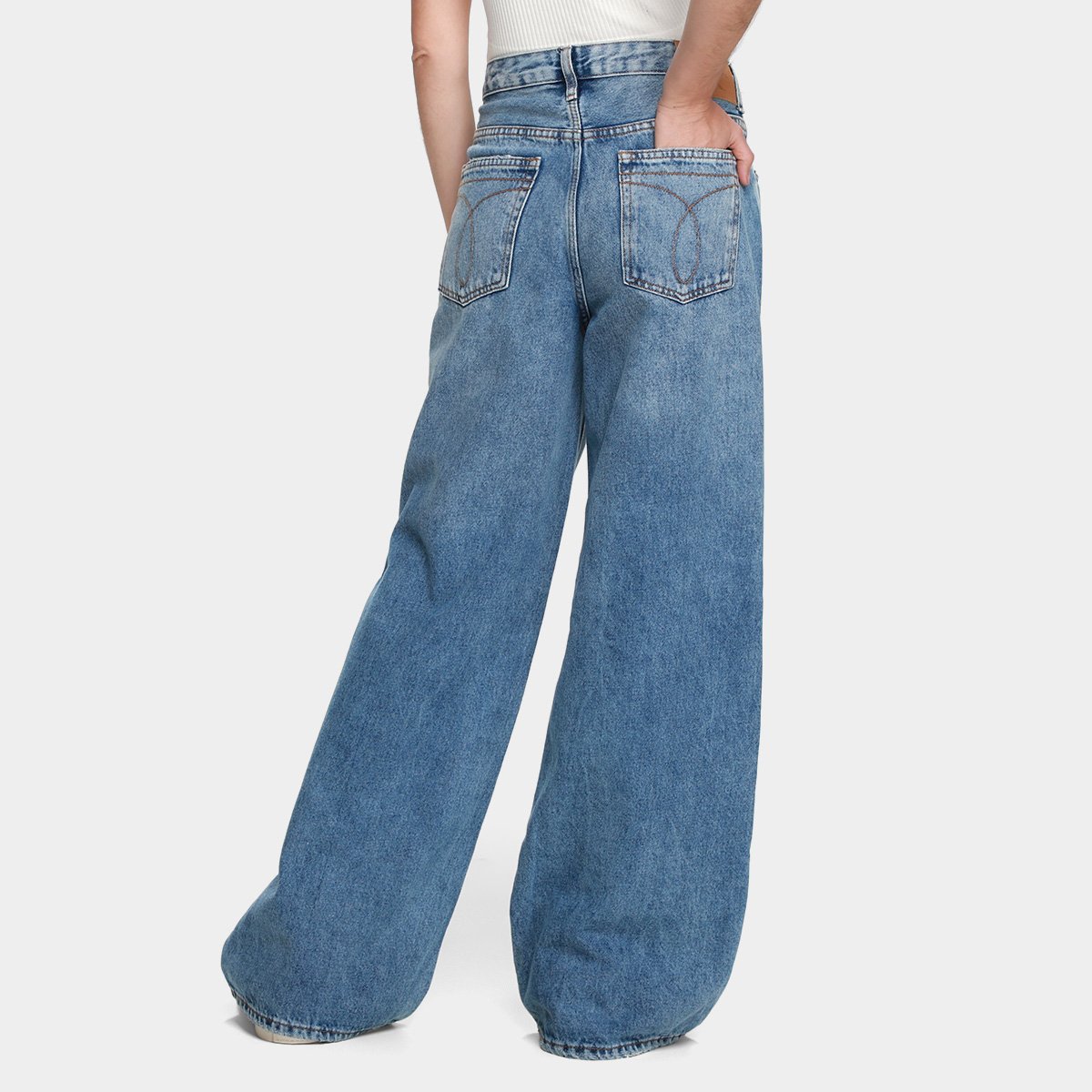 Calça Jeans Calvin Klein Wide Leg 5 Pockets Feminina - Tam: 44 - 1