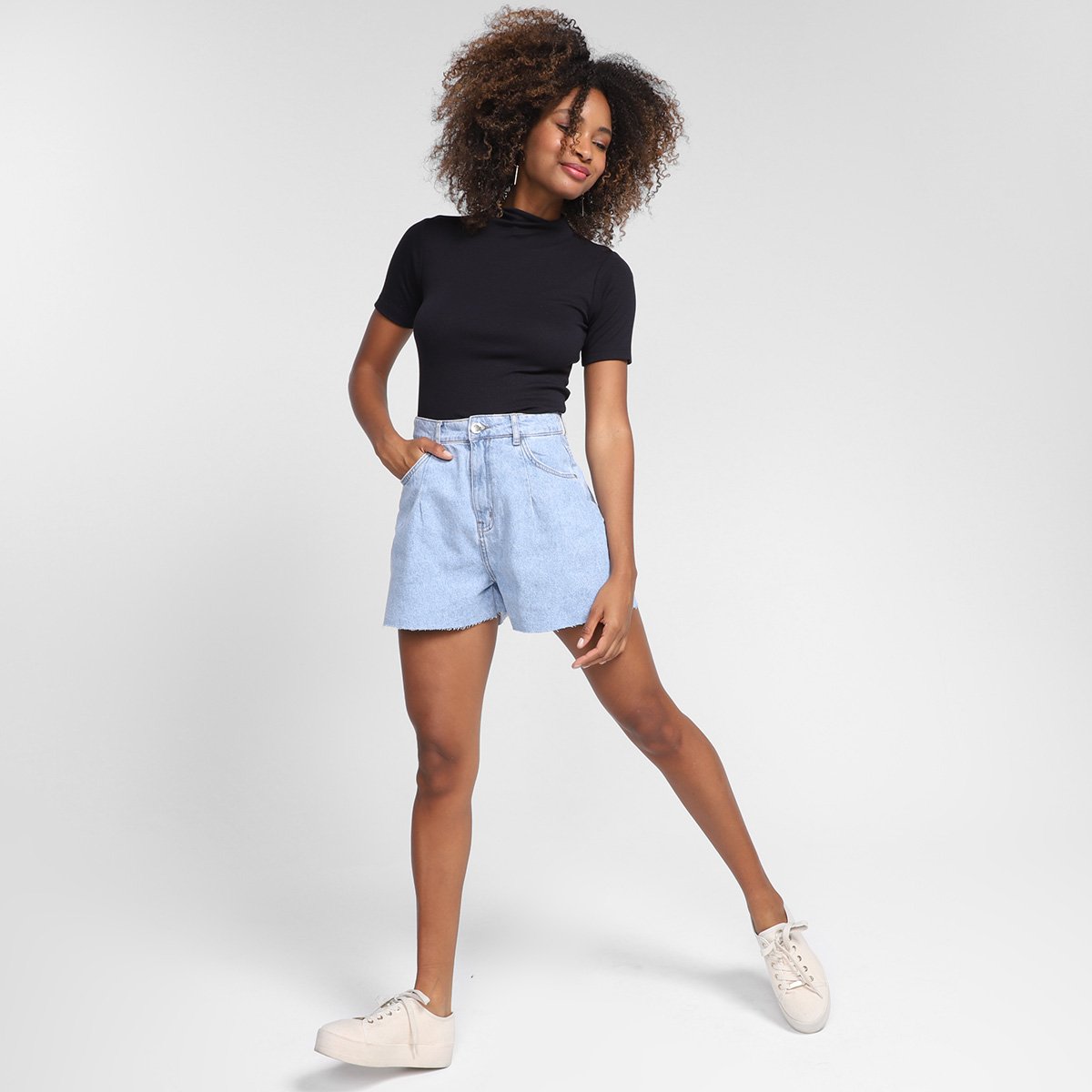 Shorts Jeans Dzarm Cintura Alta Feminino - Tam: 38 - 3